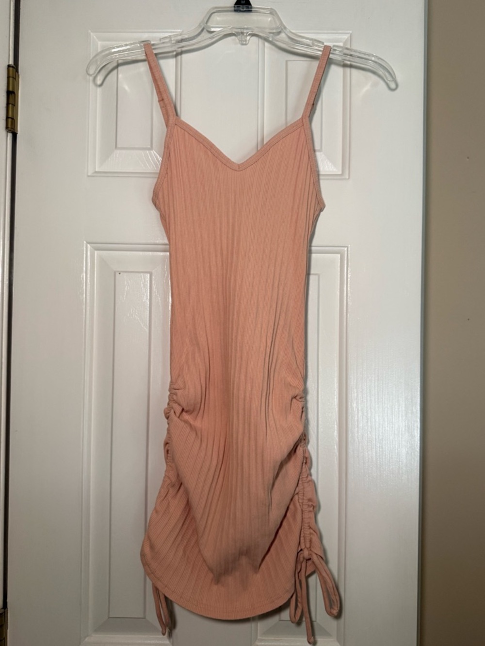 Steve Madden BB Dakota Peach Ribbed Spaghetti Strap Mini Dress